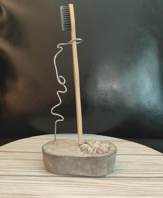 Rustic Cement Toothbrush Holder