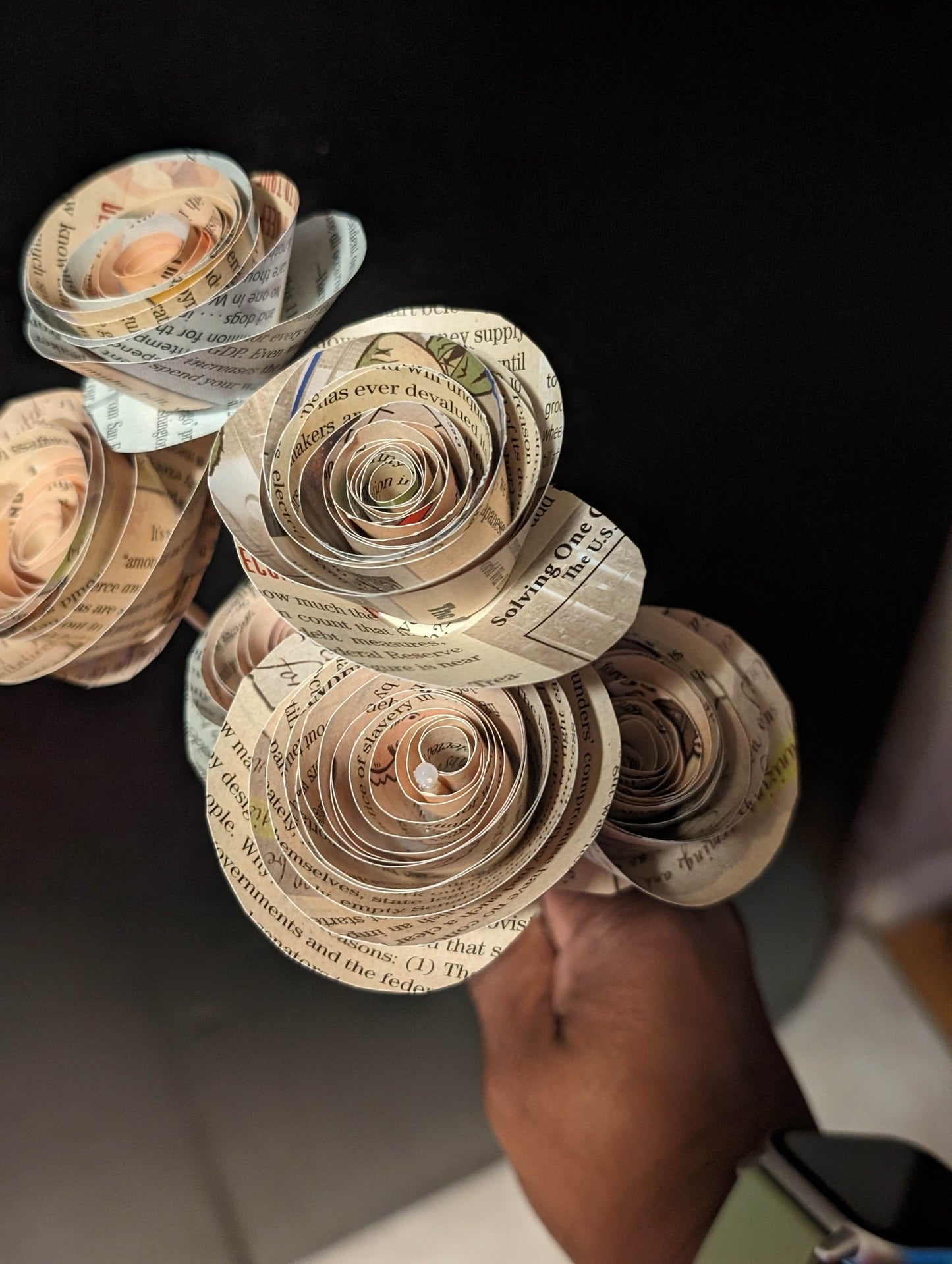 Spiral Soft Toned Paper Flowers | Beige & Blue | Paper Bouquet