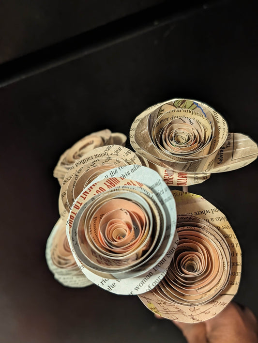 Spiral Soft Toned Paper Flowers | Beige & Blue | Paper Bouquet