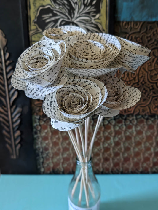 Book Pages Flowers Bouquet|Repurposed Book Pages|Centerpiece|Wedding Bouquet| Bridal Bouquet