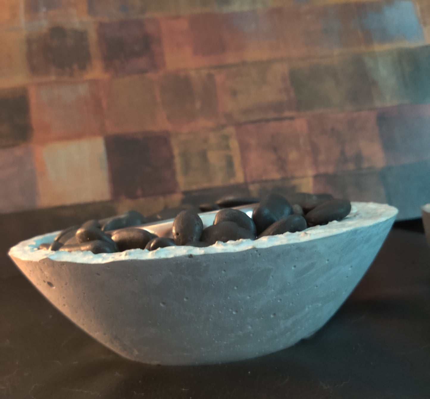 Handmade Tabletop Cement Fire Pit | Fire Bowl | Indoor/Outdoor