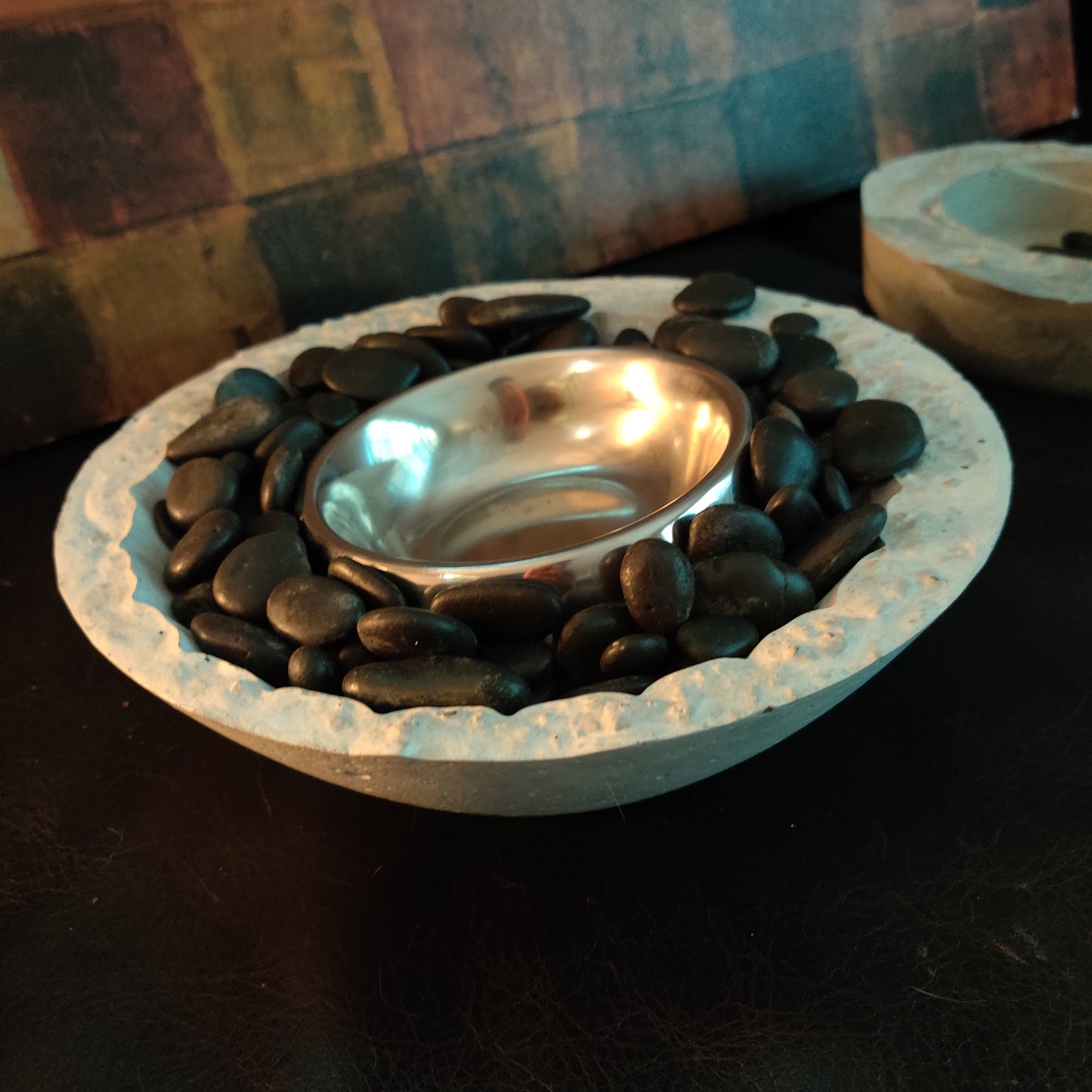 Handmade Tabletop Cement Fire Pit | Fire Bowl | Indoor/Outdoor